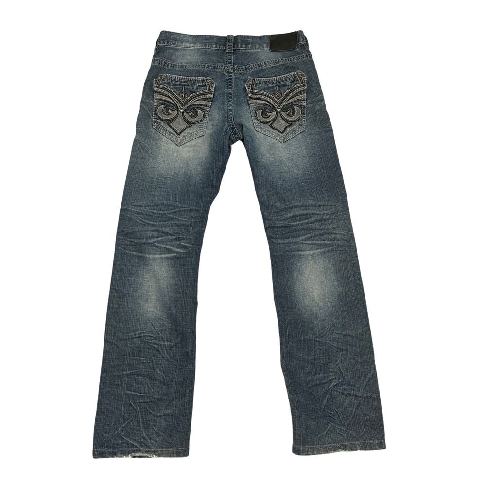 Affliction Blake Slim Straight Mens Jeans 31 Blue Wash Cotton Denim Pre-Owned